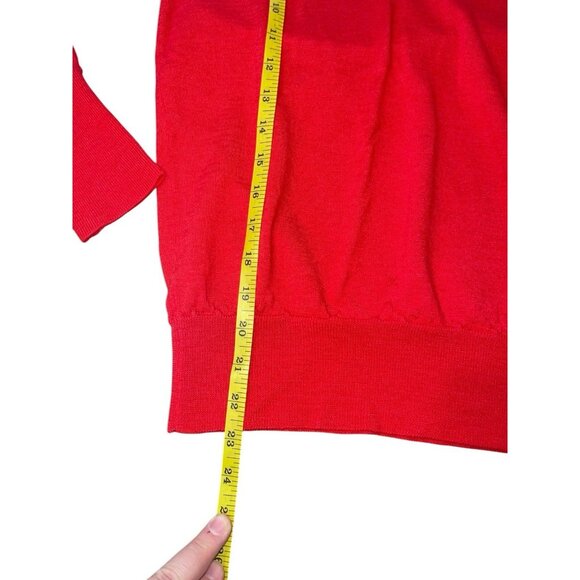 J CREW Women's Size Medium 100% Merino Wool V-Neck Lightweight Red Sweater READ - Picture 8 of 15